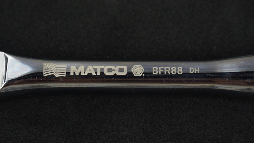 MATCO BFR88 DH 固定ラチェットハンドル（88歯）の刻印部分のクローズアップ