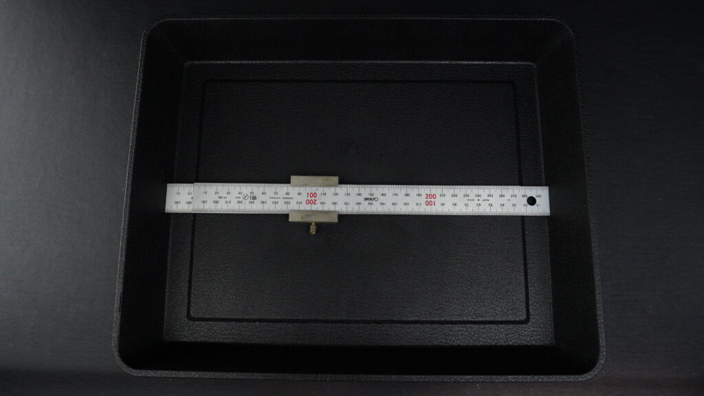 オリジナルスケールストッパー、2枚重ね用、スケール装着、内寸測定図、全体